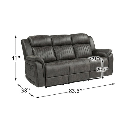 Centeroak Microfiber Double Reclining Sofa In Brownish Gray