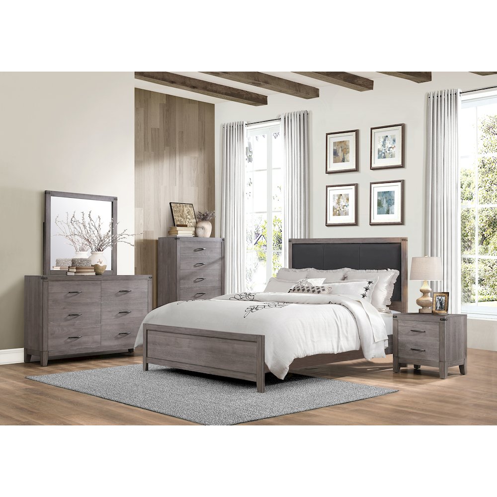 Woodrow Asian Hardwood Nightstand in Gray