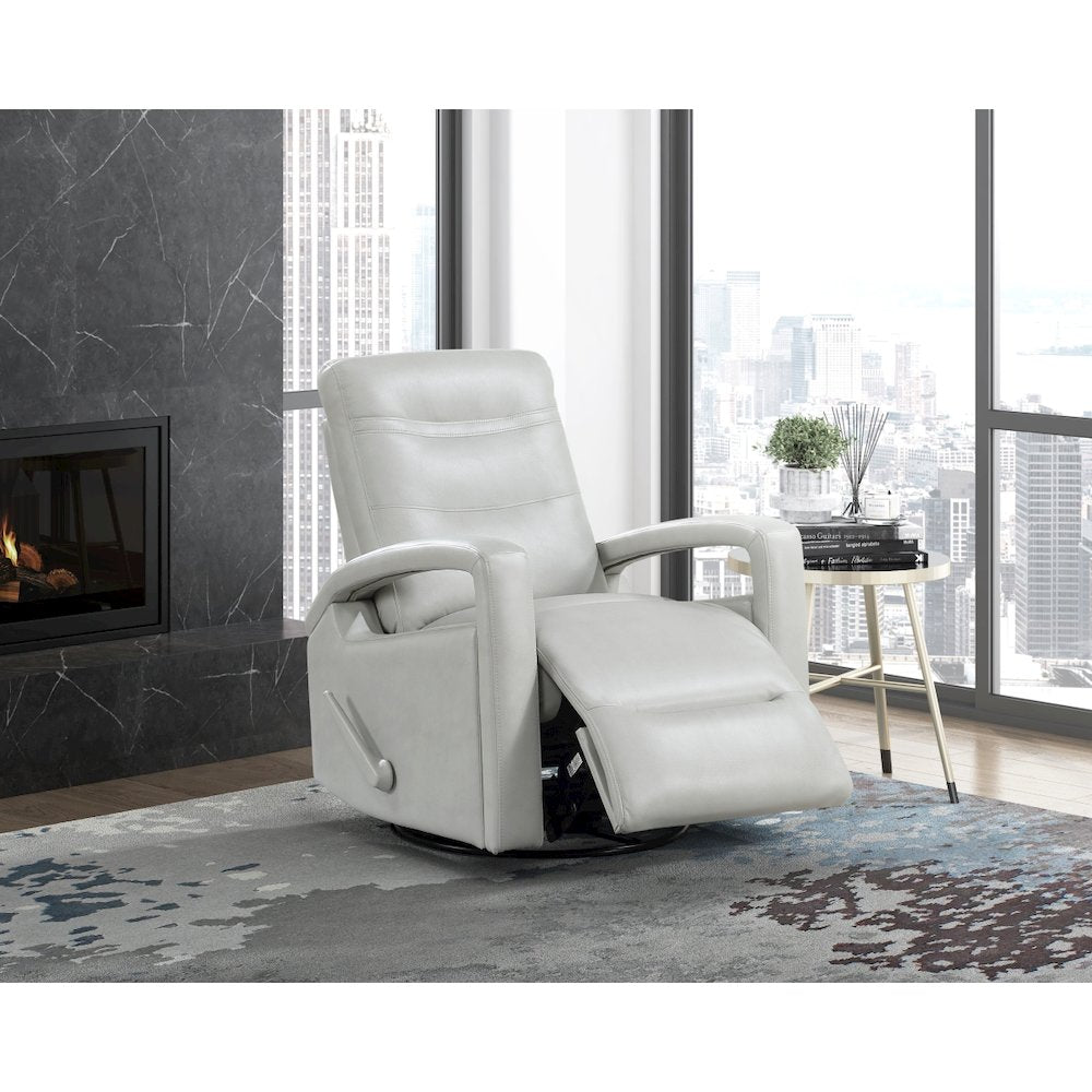 Lexicon Camden Faux Leather Swivel Glider Reclining Chair in Smoke Color