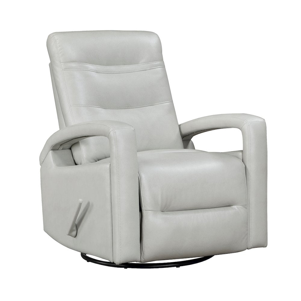 Lexicon Camden Faux Leather Swivel Glider Reclining Chair in Smoke Color