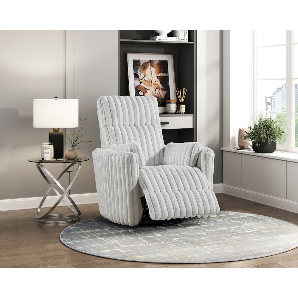 Lexicon Payton Corduroy Swivel Glider Reclining Chair in Gray