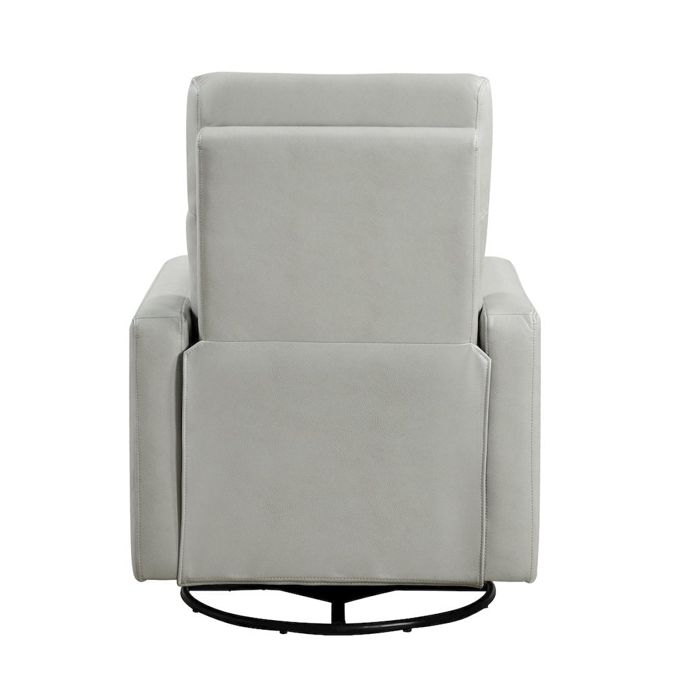 Lexicon Olathe Faux Leather Swivel Glider Reclining  Chair in Smoke