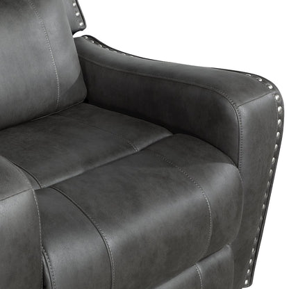 Kellen Microfiber Double Reclining Love Seat in Smoky Gray