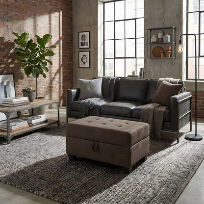 Maston Microfiber Storage Ottoman Bench with Lift-Top, Chocolate