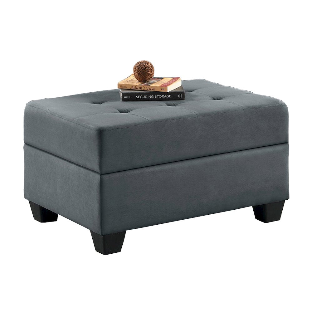 Maston Microfiber Ottoman With Storage In Dark Gray