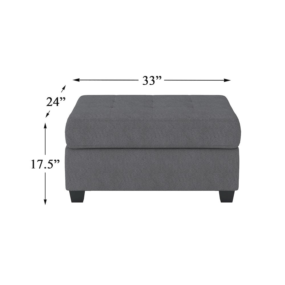 Maston Microfiber Ottoman With Storage In Dark Gray