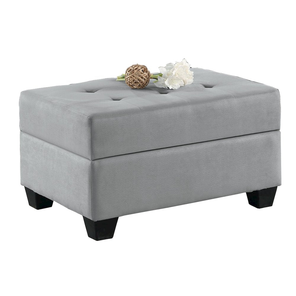 Maston Microfiber Ottoman With Storage In Gray