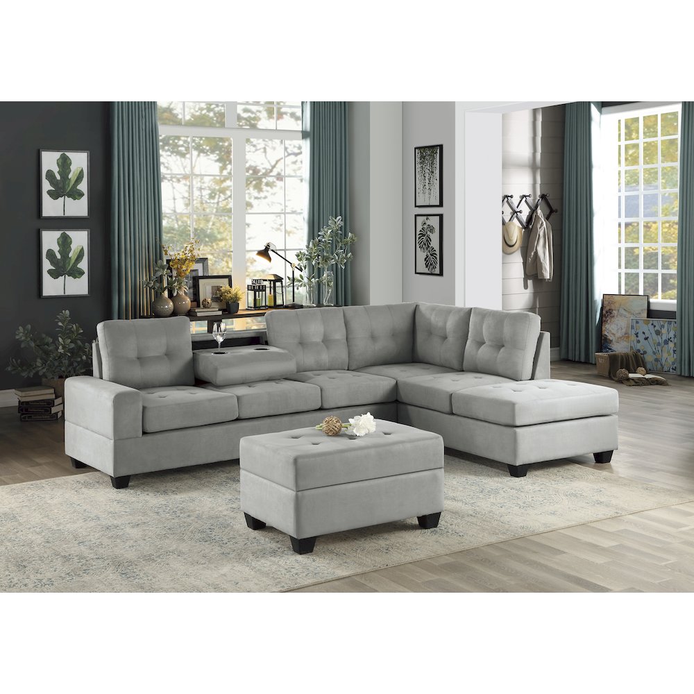 Maston Microfiber Ottoman With Storage In Gray