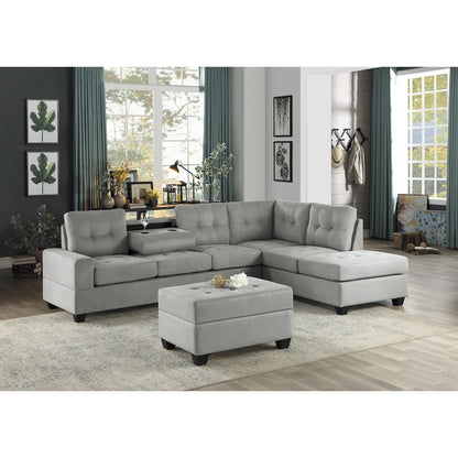 Maston Microfiber Ottoman With Storage In Gray