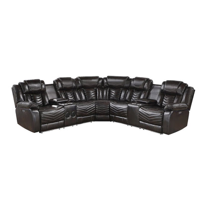 Lexicon Ramone Faux leather 3-Piece Sectional with Consoles in Dark Brown
