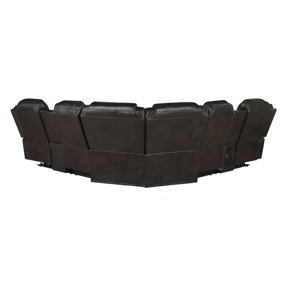 Lexicon Ramone Faux leather 3-Piece Sectional with Consoles in Dark Brown