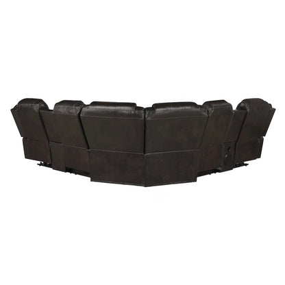 Lexicon Ramone Faux leather 3-Piece Sectional with Consoles in Dark Brown