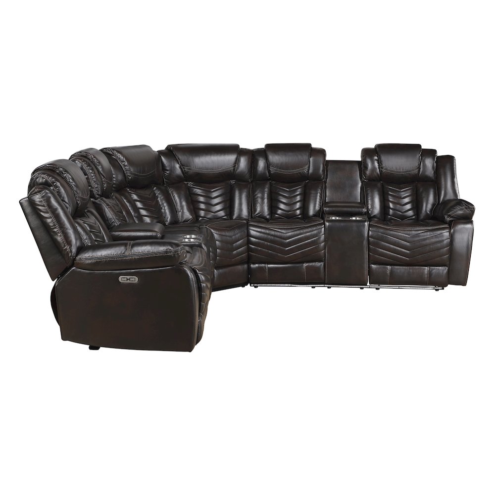 Lexicon Ramone Faux leather 3-Piece Sectional with Consoles in Dark Brown