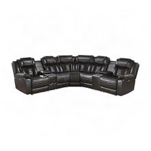 Faux Leather L-Shaped Sectional Sofa with Side Consoles, Set of 3, Dark Brown