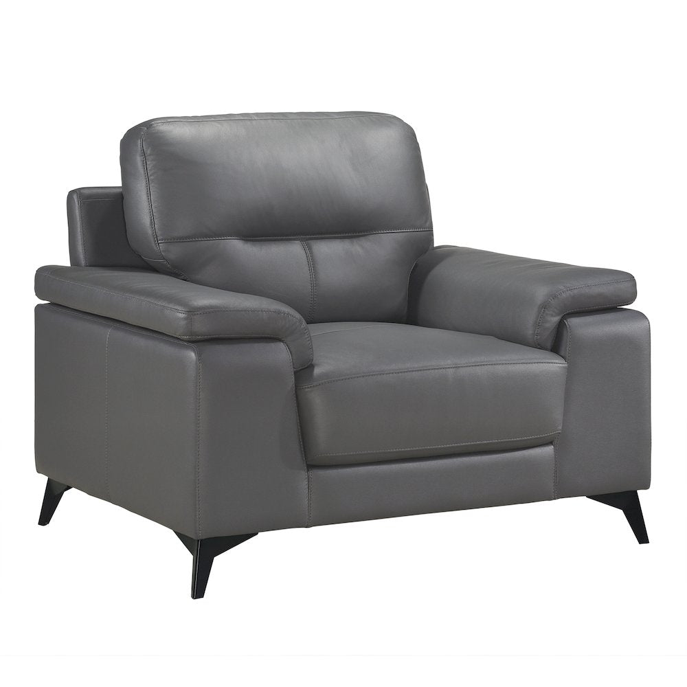 Mischa Leather Arm Chair In Dark Gray
