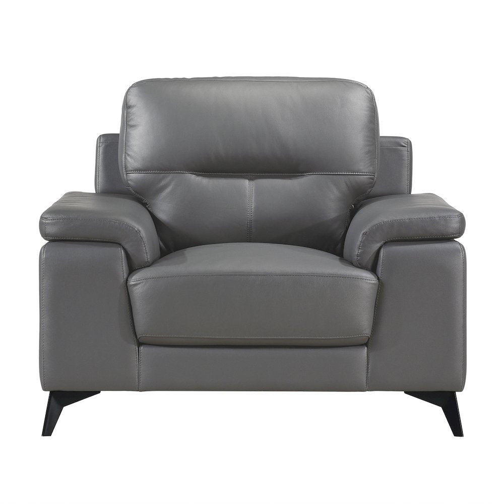 Mischa Leather Arm Chair In Dark Gray