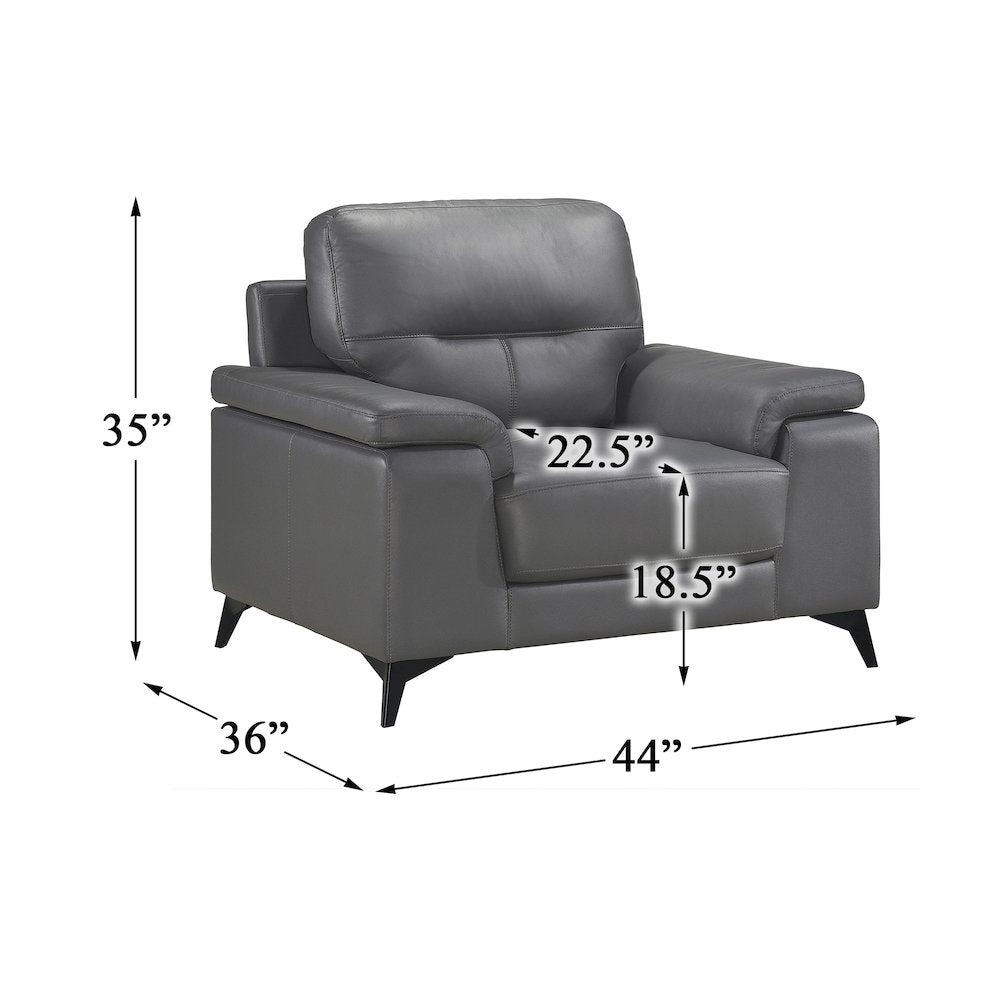 Mischa Leather Arm Chair In Dark Gray