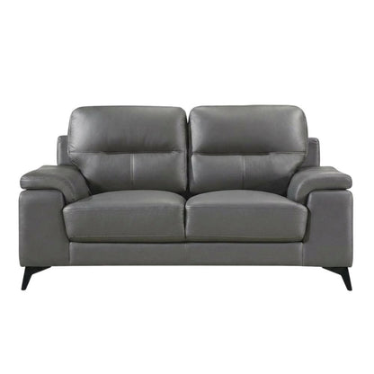 Mischa Leather Loveseat, Small Couch and Love Seat for Living Room, Dark Gray