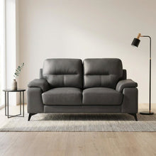 Mischa Leather Loveseat, Small Couch and Love Seat for Living Room, Dark Gray