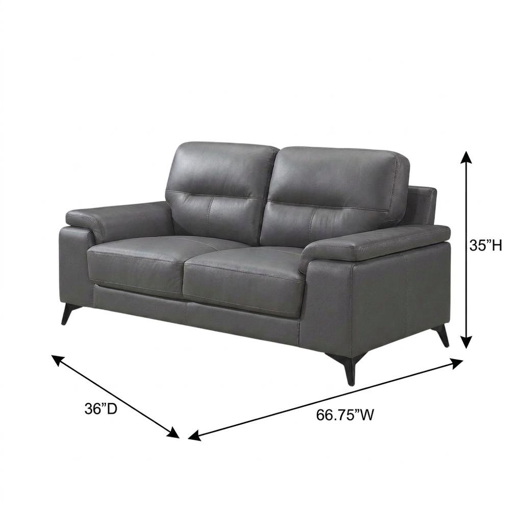 Mischa Leather Loveseat, Small Couch and Love Seat for Living Room, Dark Gray