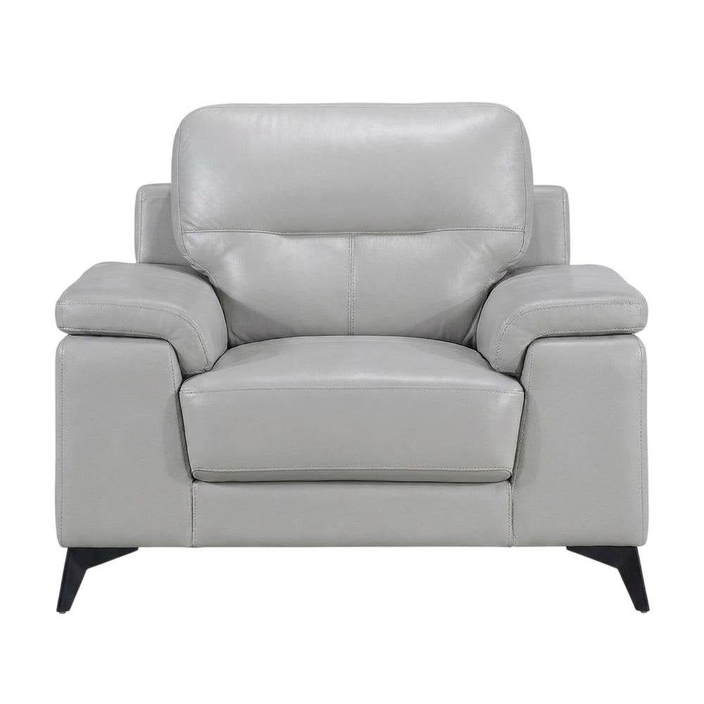 Mischa Leather Accent Chair for Living Room or Bedroom, Silver Gray