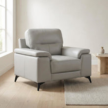 Mischa Leather Accent Chair for Living Room or Bedroom, Silver Gray