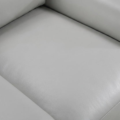 Mischa Leather Accent Chair for Living Room or Bedroom, Silver Gray