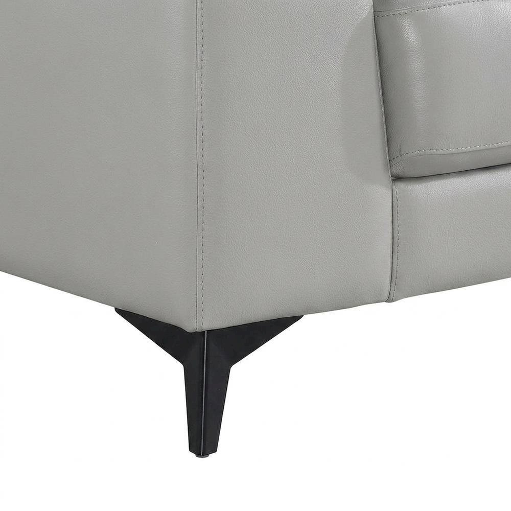 Mischa Leather Accent Chair for Living Room or Bedroom, Silver Gray