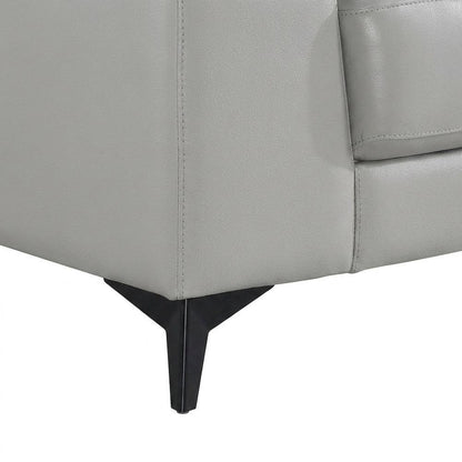 Mischa Leather Accent Chair for Living Room or Bedroom, Silver Gray