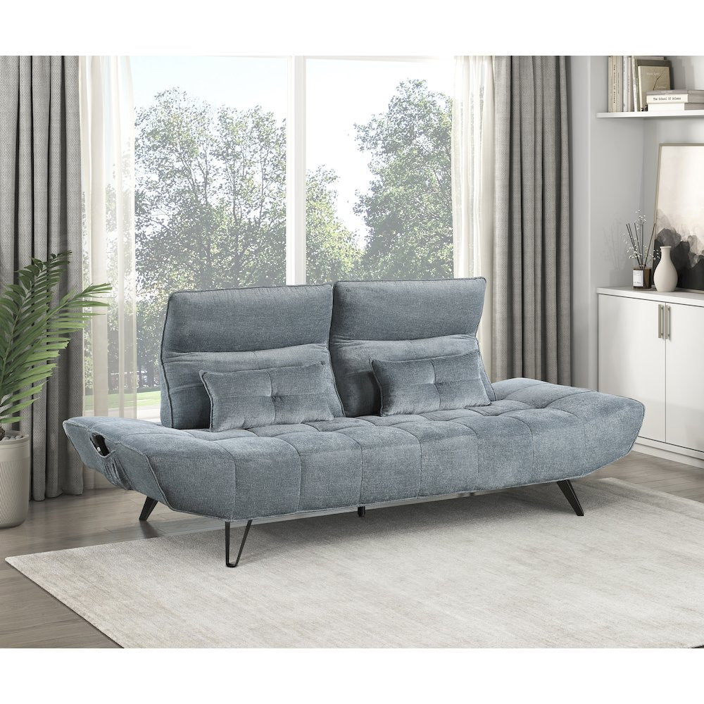 Lexicon Quonsett Chenille Sofa with Power Adjustable Seat Depth in Blue