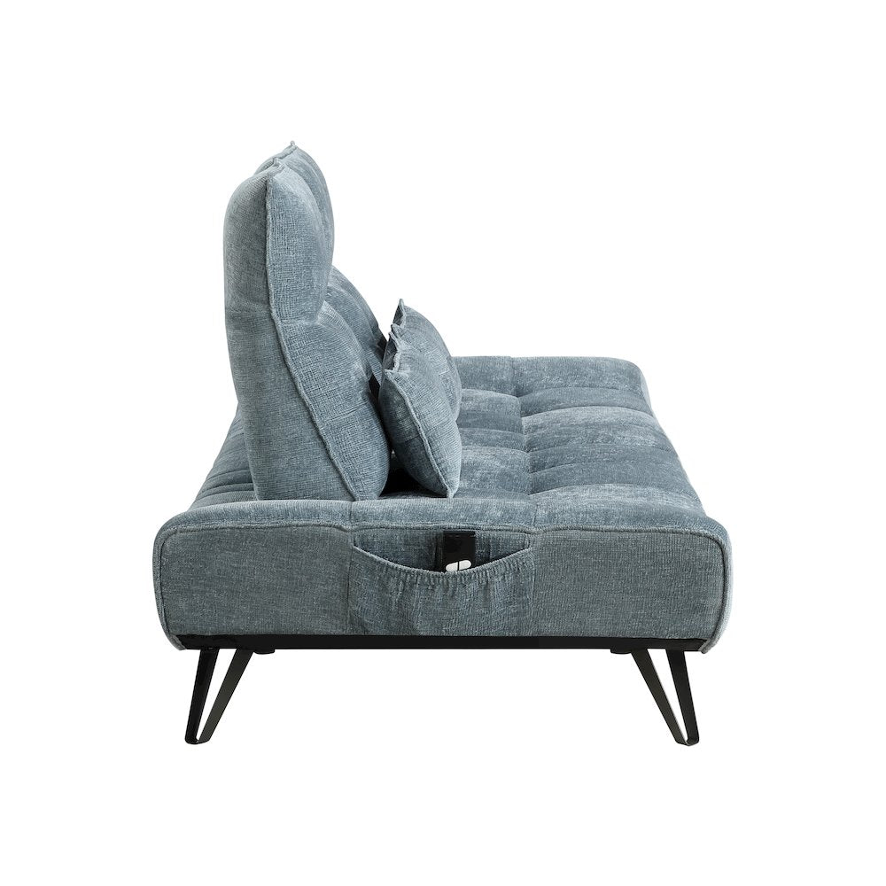 Lexicon Quonsett Chenille Sofa with Power Adjustable Seat Depth in Blue