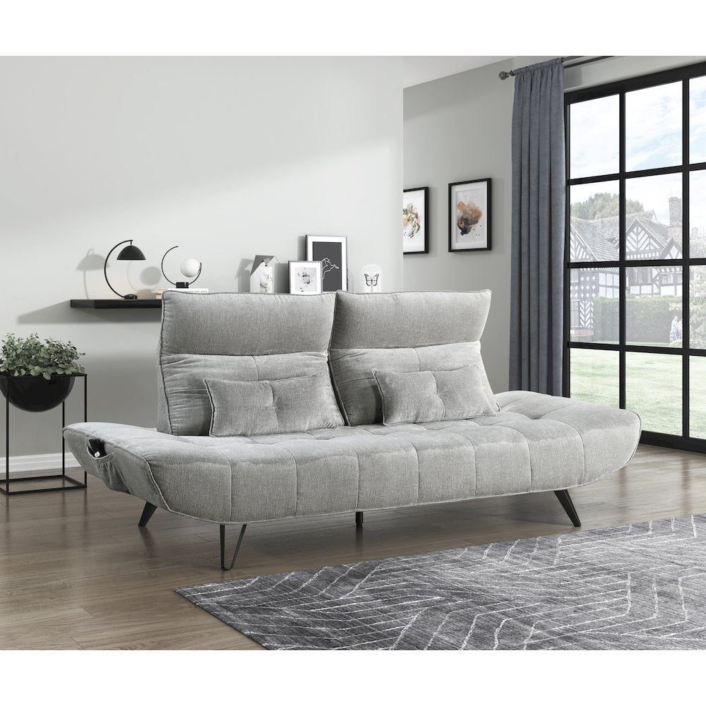 Lexicon Quonsett Chenille Sofa with Power Adjustable Seat Depth in Gray