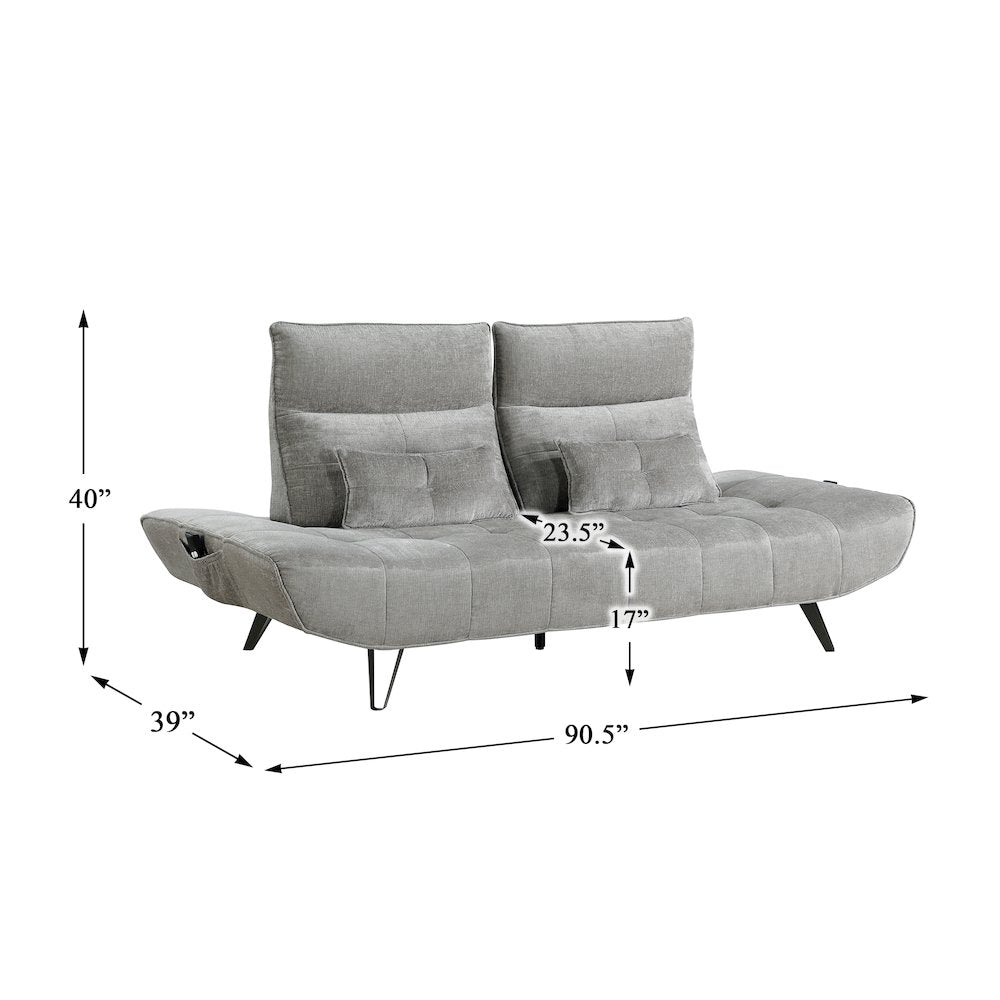 Lexicon Quonsett Chenille Sofa with Power Adjustable Seat Depth in Gray