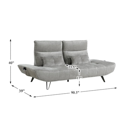 Lexicon Quonsett Chenille Sofa with Power Adjustable Seat Depth in Gray