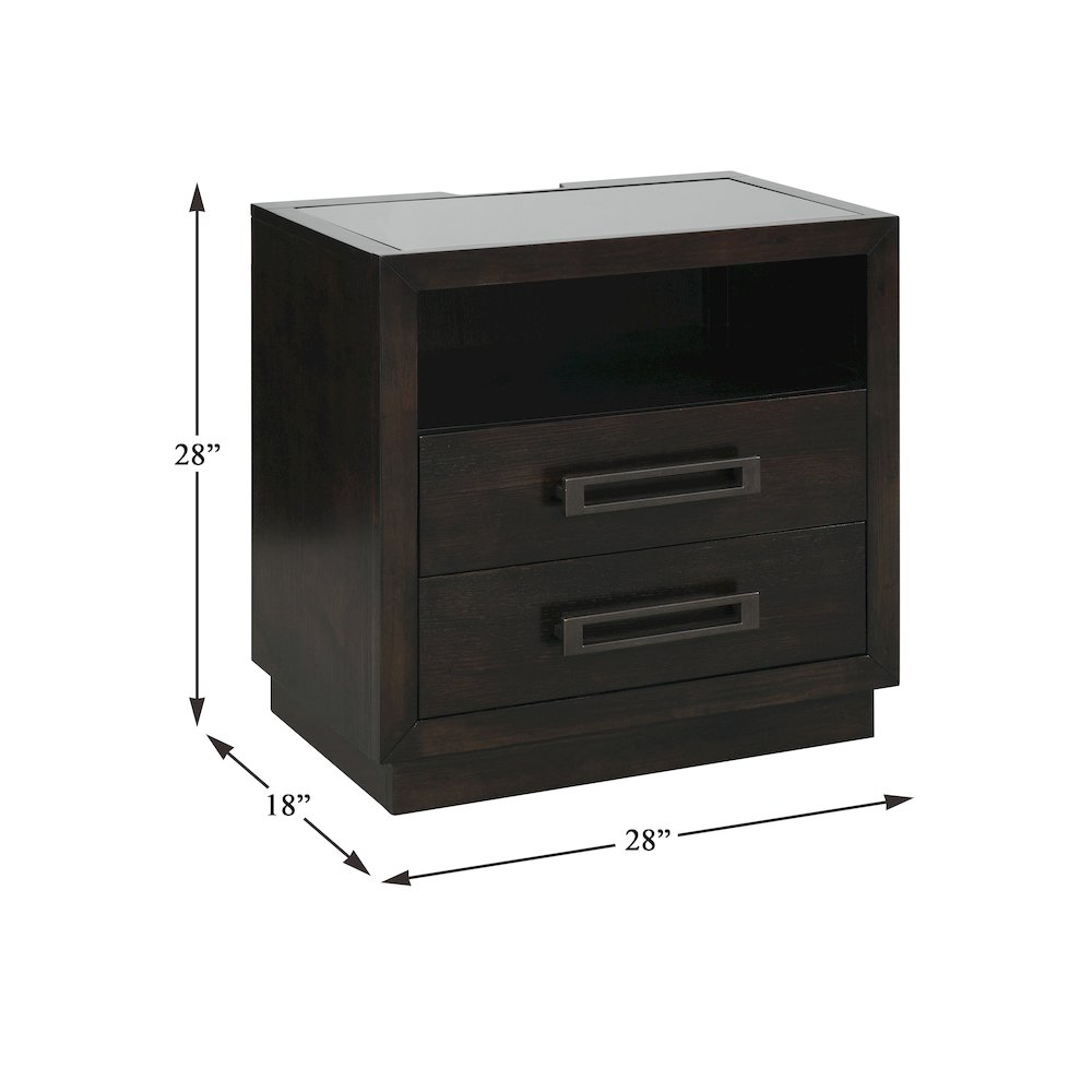 Larchmont Asian Hardwood Nightstand in Charcoal