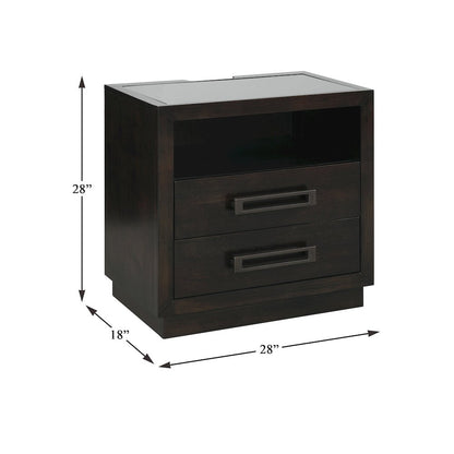 Larchmont Asian Hardwood Nightstand in Charcoal