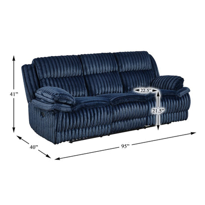 Lexicon Goodland Corduroy Double Reclining Sofa in Blue
