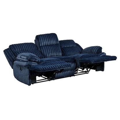 Lexicon Goodland Corduroy Double Reclining Sofa in Blue