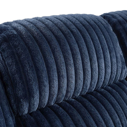 Corduroy-Upholstered Double Reclining Sofa and Loveseat Recliner Couch, Blue