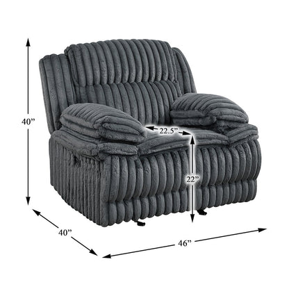 Lexicon Goodland Corduroy Glider Reclining Chair in Dark Gray