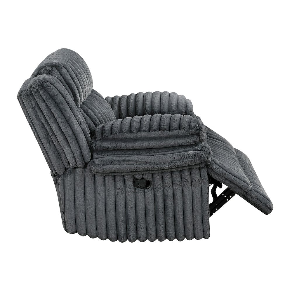 Lexicon Goodland Corduroy Glider Reclining Chair in Dark Gray
