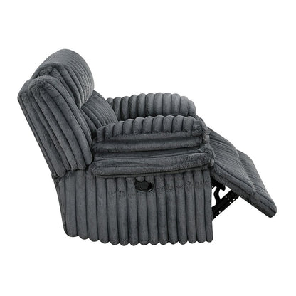 Lexicon Goodland Corduroy Glider Reclining Chair in Dark Gray