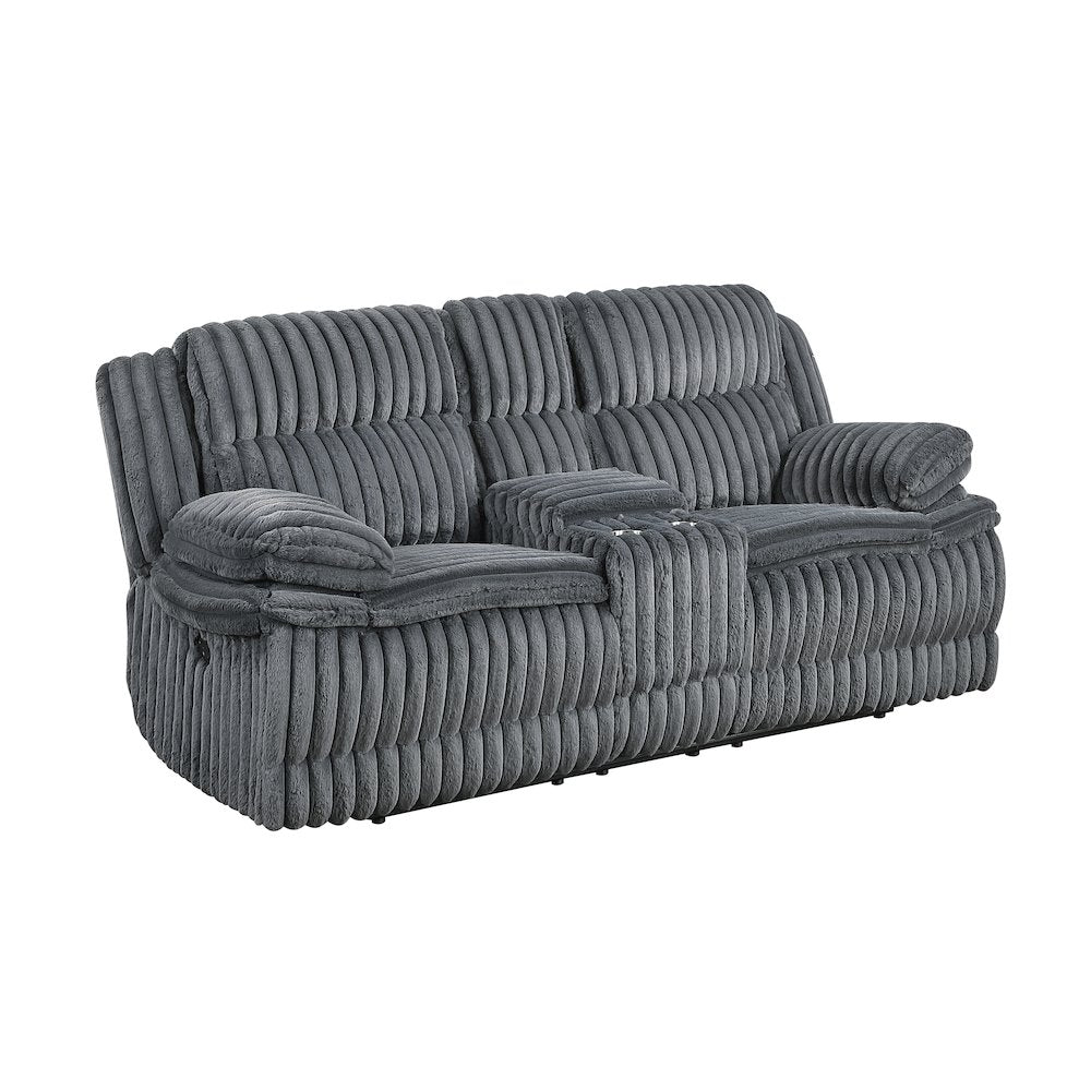 Lexicon Goodland Corduroy Double Reclining Love Seat in Dark Gray