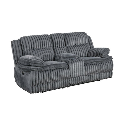 Lexicon Goodland Corduroy Double Reclining Love Seat in Dark Gray