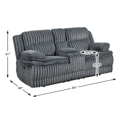 Lexicon Goodland Corduroy Double Reclining Love Seat in Dark Gray