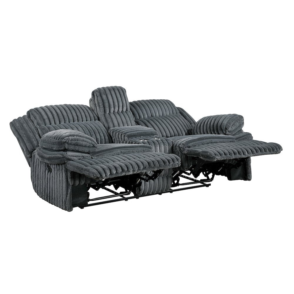 Lexicon Goodland Corduroy Double Reclining Love Seat in Dark Gray