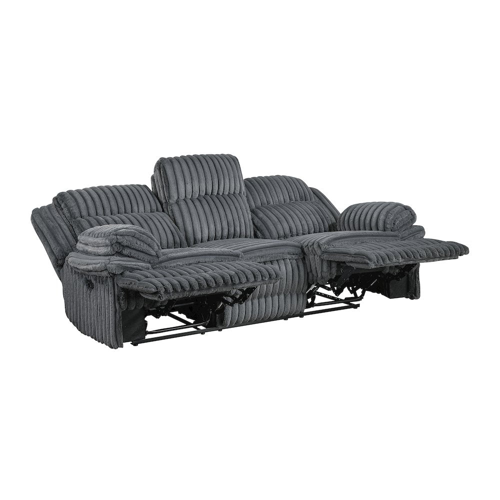 Lexicon Goodland Corduroy Double Reclining Sofa in Dark Gray