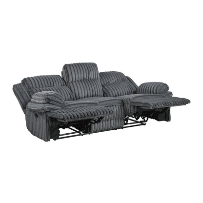 Lexicon Goodland Corduroy Double Reclining Sofa in Dark Gray