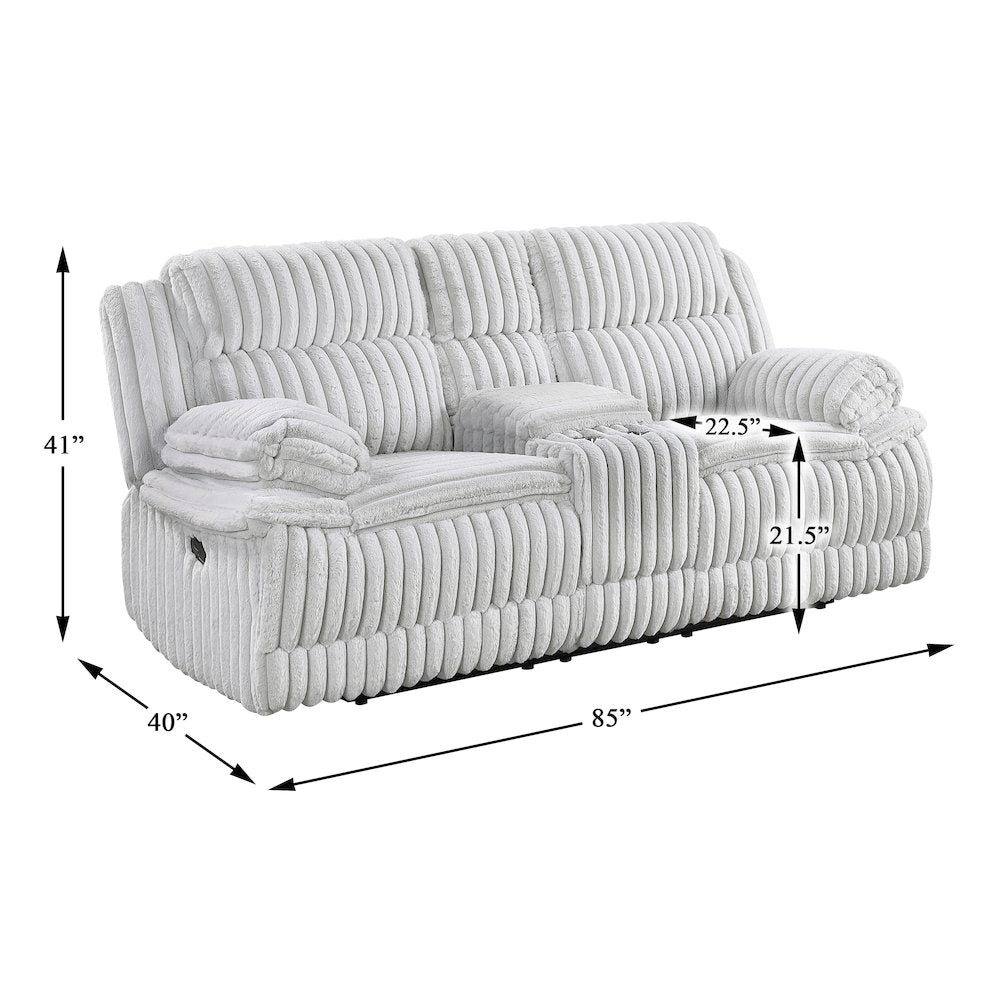 Lexicon Goodland Corduroy Double Reclining Love Seat with Center Console in Gray