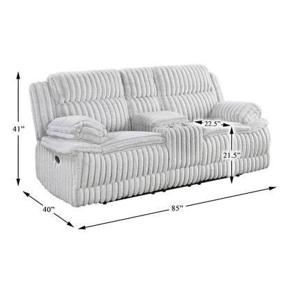 Lexicon Goodland Corduroy Double Reclining Love Seat with Center Console in Gray